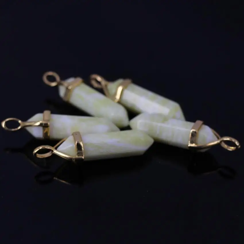 Камни-сырые лимонные 10 шт. шестигранные подвески двухконечные медные Подвески из