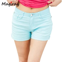 spring autumn summer 2020 new solid color roll up hem jeans shorts feminino elastic plus size hot denim shorts for women