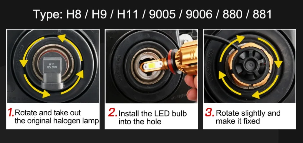 XSTORM H7 Led H1 H3 H4 H8 H11 HB4 HB3 H13 9004 9007 HIR2 Автомобильные светодиодные лампы для передних фар COB 60 Вт 9000LM 6000K белый светодиодный светильник для авто фары