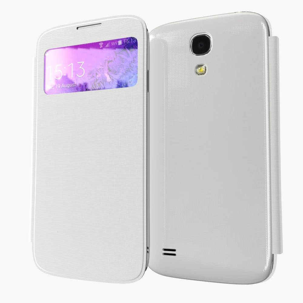 Кожаный чехол для Samsung Galaxy S4 SIV I9500 9500 с откидной крышкой и окошком обзора