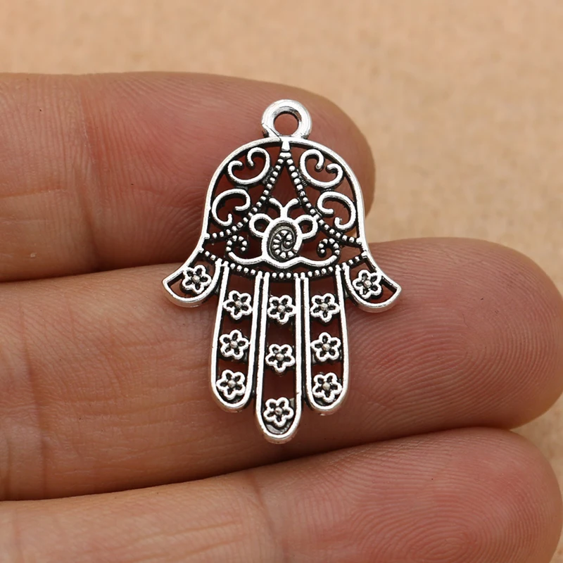 KJjewel антикварные посеребренные Подвески Hamsa для рукоделия ювелирные изделия