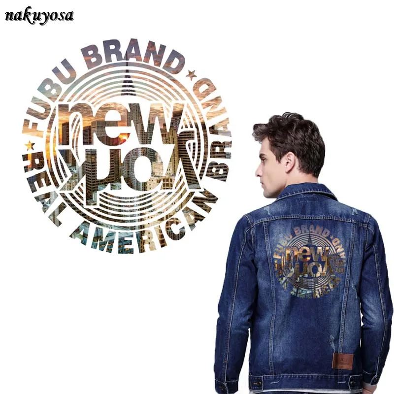 5pcs Hot sale Fashion letter styles New york iron on patch T-shirt Sweater thermal transfer paper Patches for clothing 22**22CM | Дом и сад