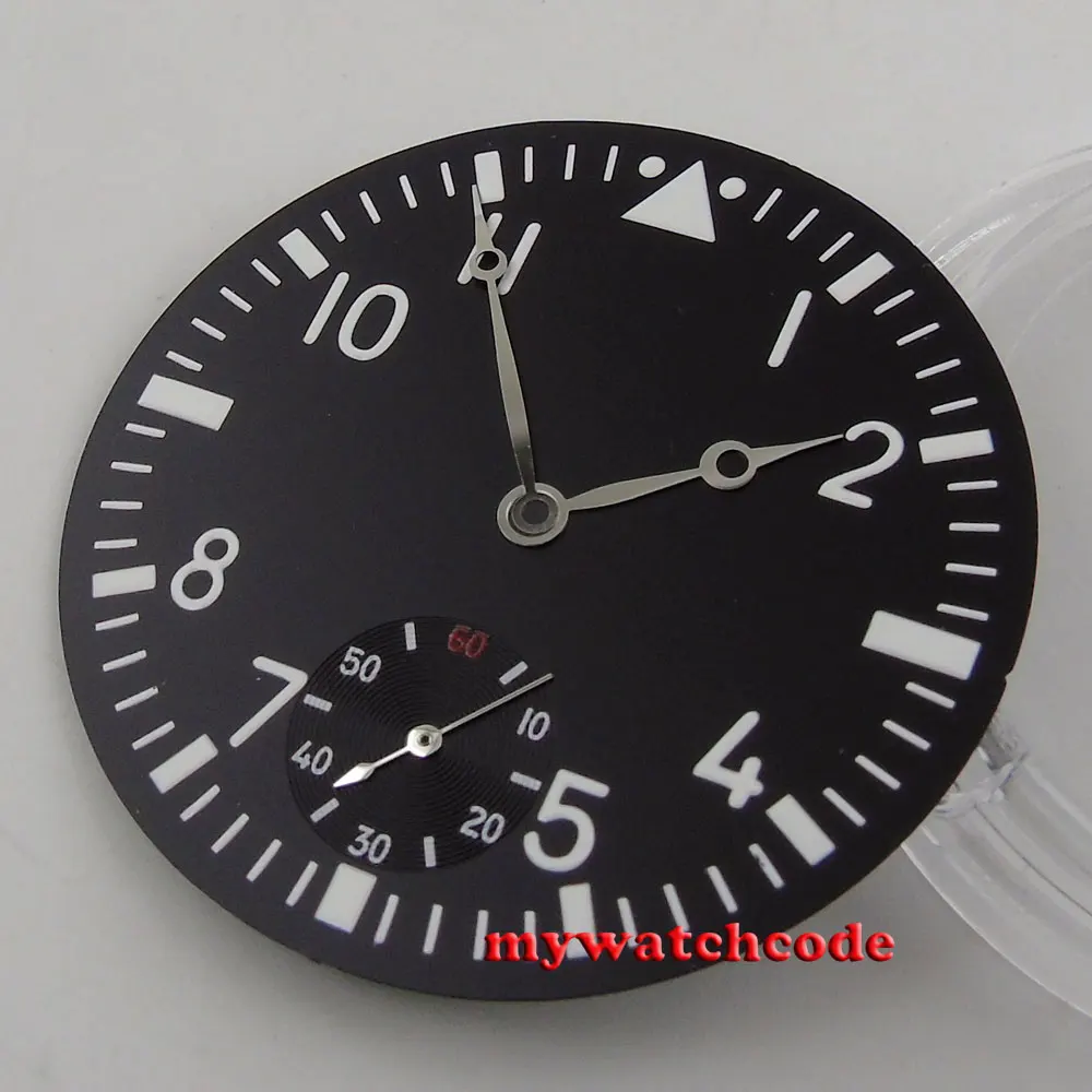 38 9 мм черный циферблат светящийся fit ETA 6498 мужские часы D62 (циферблат + стрелки) |