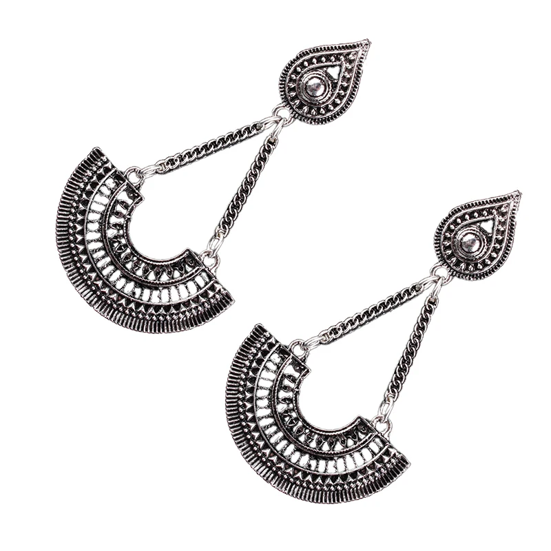 Нильсен Новый Ретро Национальный ветер длинный кулон Серьги полукруглый полые