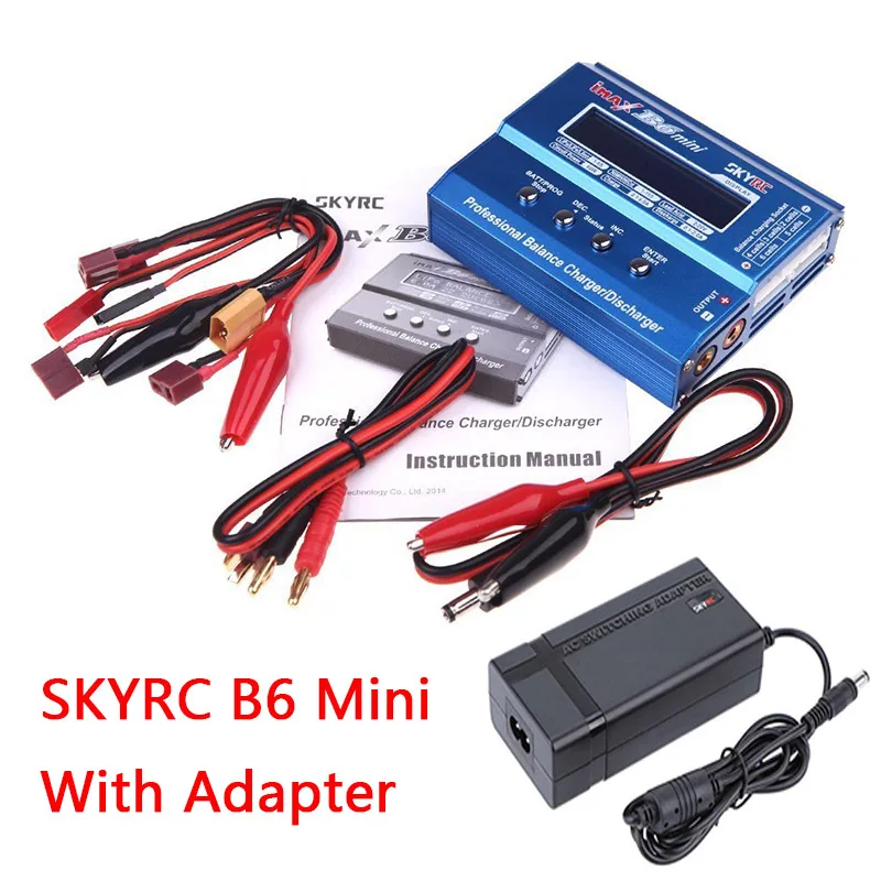 b6 mini with adapter Skyrc Imax B6 мини баланс зарядное устройство разрядник для радиоуправляемого вертолета повторно пиковое Nimh/nicd Lcd умное зарядное устройство - Цвет: b6 mini with adapter