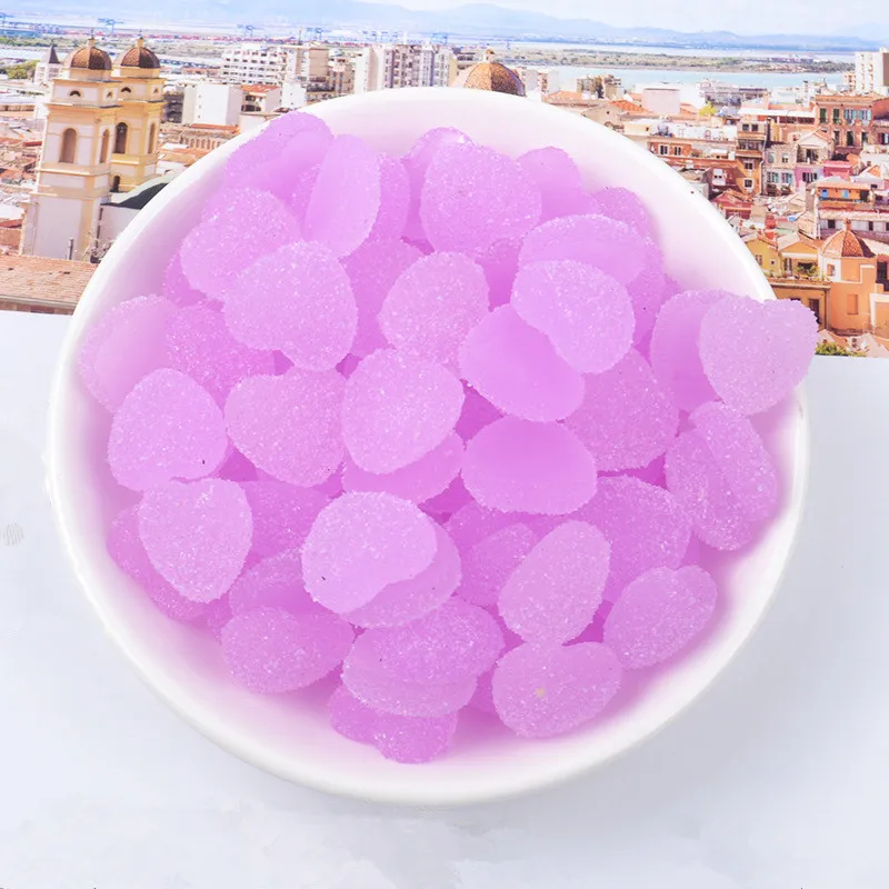 Purple 20 шт. в форме сердца, для конфет плоские пластмассовые аксессуары DIY серьги украшения Драгоценности материал плоское украшение из смолы Slame заполнения ремесла поставки - Цвет: Purple