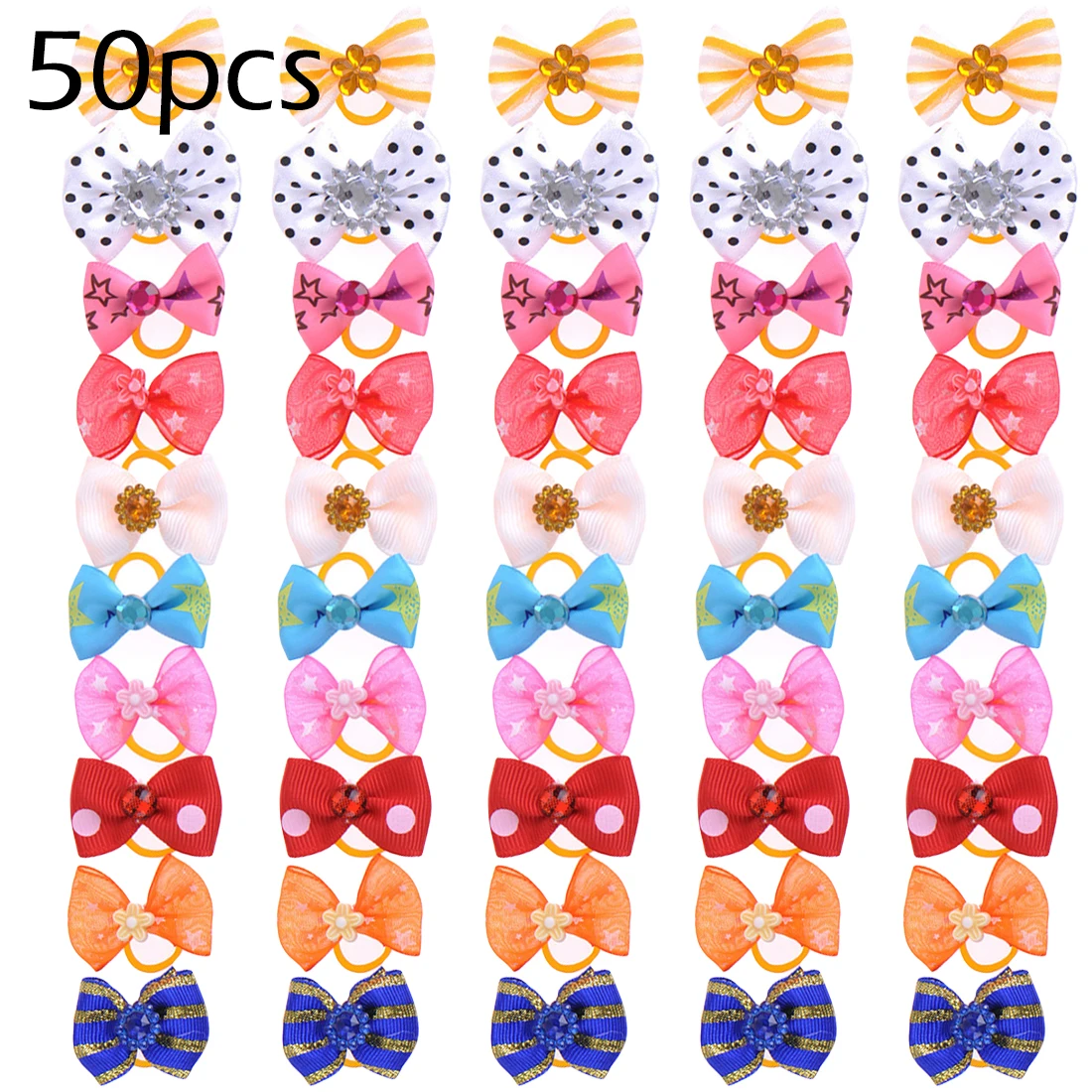 A 50PCS 1/20/50/100 шт. Кошка Собака заколки для волос с резинками Уход за лошадьми; милые аксессуары для домашних животных Головные уборы для маленьких собак, аксессуары для волос - Цвет: A 50PCS
