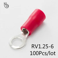 rv1 25 6 red 22 16 awg 0 5 1 5mm2 insulated ring terminal connector cable wire connector 100pcspack rv1 6 rv