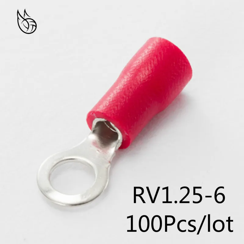 Оригинальная красная 22 16 AWG 0 5 1 мм2 изолированная кольцевая Клемма соединитель