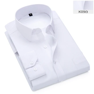 K09 white Новинка, брендовая мужская рубашка, мужские рубашки в полоску, мужская мода, повседневная рубашка с длинным рукавом, деловая рубашка, официальная рубашка camisa social - Цвет: K09 white