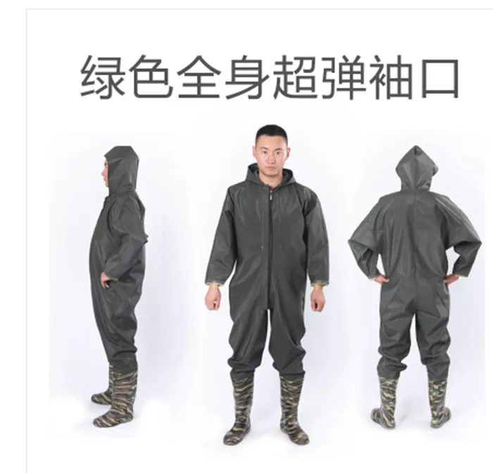 green without gloves Полная толщина тела wader брюки с перчатками сапоги для рыбалки брюки Открытый Водные операции одежда весь комбинезон брюки - Цвет: green without gloves