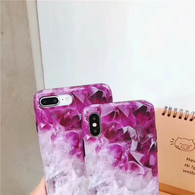 Фиолетовый Ретро Чехол Boucho для телефона iphone 6 6S 7 8 Plus Модный чехол с мраморным