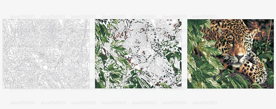 RUOPOTY, животные, сделай сам, живопись по номерам, ручная роспись, масляная живопись, для дома, настенная художественная картина для гостиной, произведение искусства, сделай сам, рамка 40x50 см