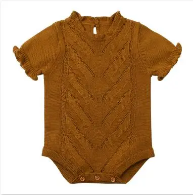 82W337 Brown Одежда для новорожденных; осенняя одежда для новорожденных; одежда для маленьких мальчиков и девочек; Вязаный комбинезон для малышей; комбинезон для девочек с длинными рукавами; детские комбинезоны - Цвет: 82W337 Brown
