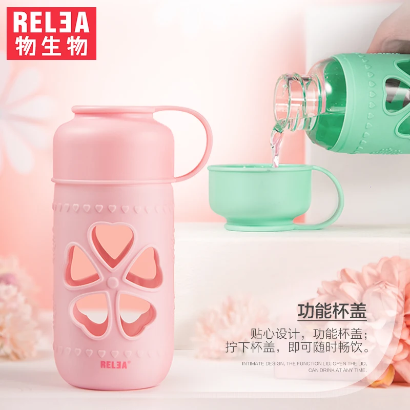 Стеклянная портативная чашка для воды модная колба кофейного сока Офисная