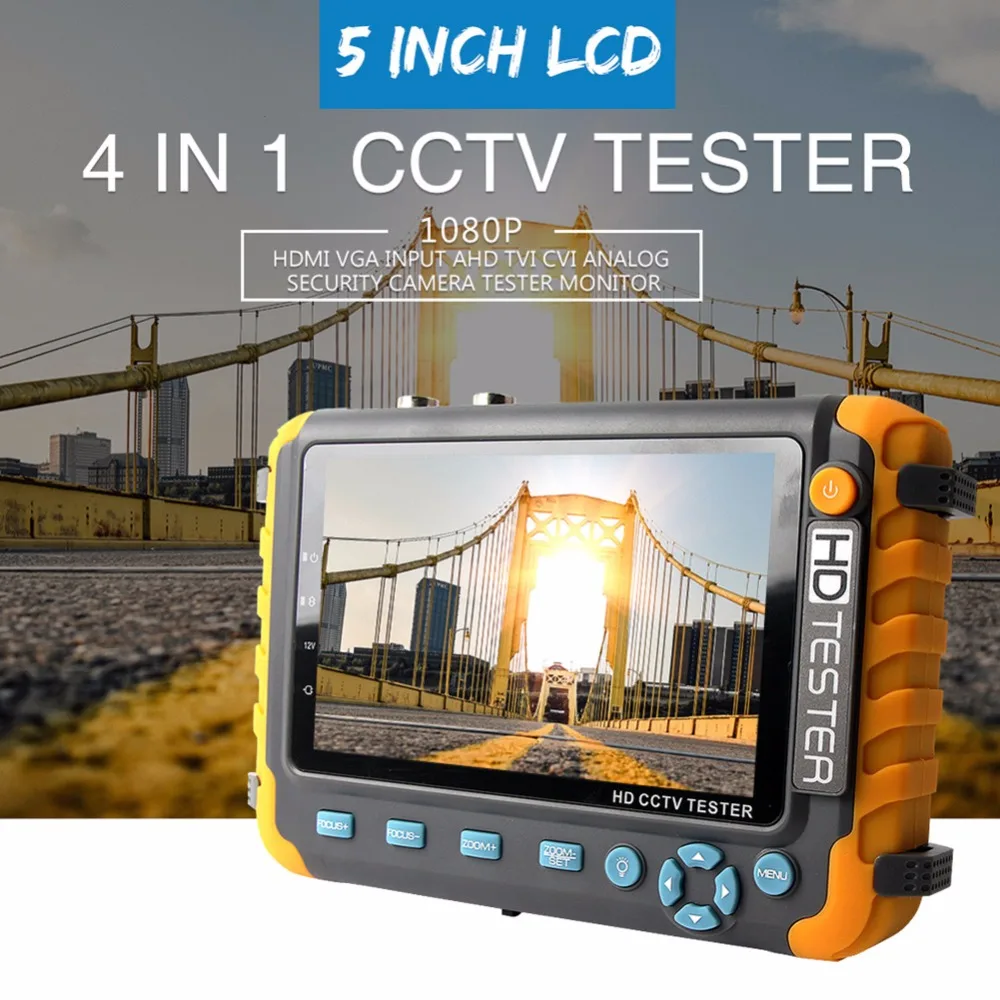 4 в 1 CCTV Тест er 5 дюймов lcd 1080 P/5MP HDMI VGA вход AHD TVI CVI аналоговая камера безопасности