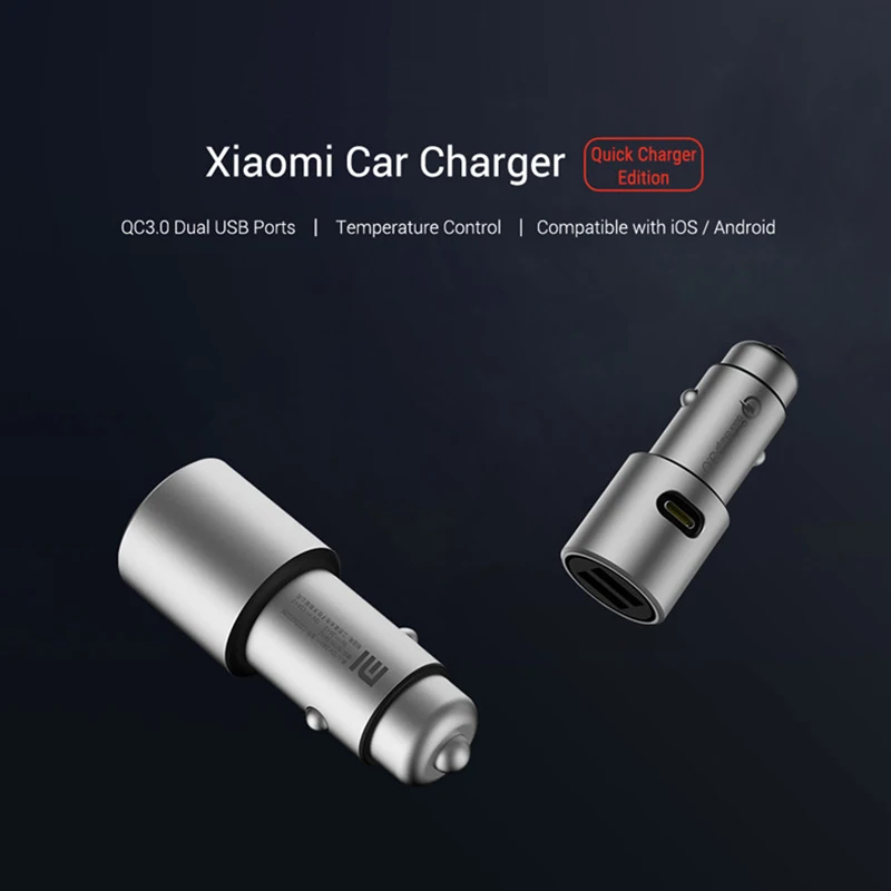 Автомобильное зарядное устройство Xiaomi Quick Charge 3,0 быстрое зарядное устройство QC 3,0 двойное USB зарядное устройство для мобильного телефона для Xiaomi iPhone Ipad Быстрая зарядка