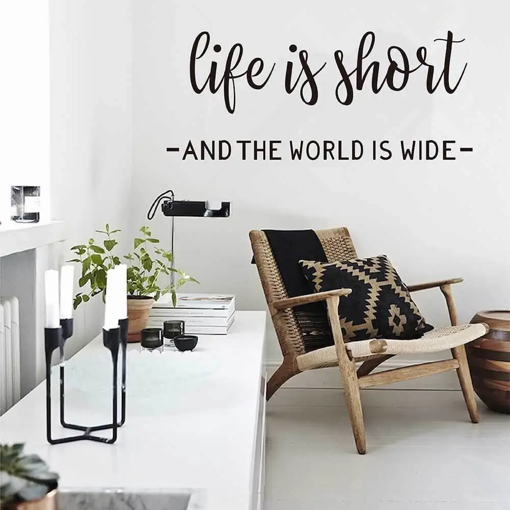 

Life is Short and the World Is Wide Inspirational Quote Wall Decal Life Inspirational Lettering Wall Sticker Wall Quotes 791Q