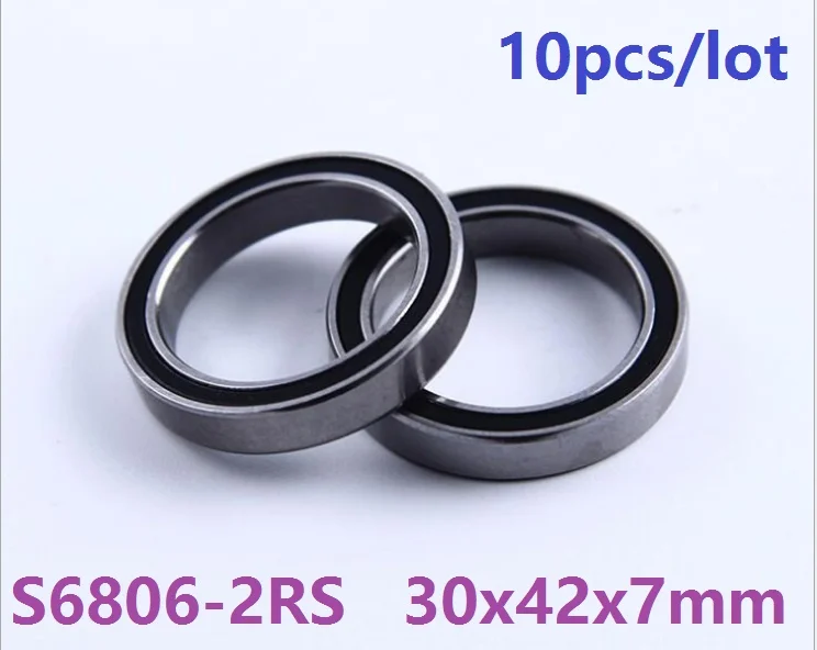 10 шт./лот ABEC 5 S6806 2RS S6806RS RS шариковый подшипник из нержавеющей стали 30x42x7 мм