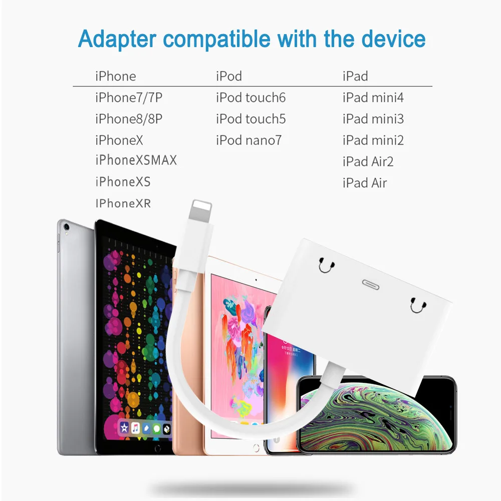 5X для Lightning и Dual 3 5 мм аудио разъем наушников + адаптер зарядки iPhone X 7 8Plus 8 iPad|digital