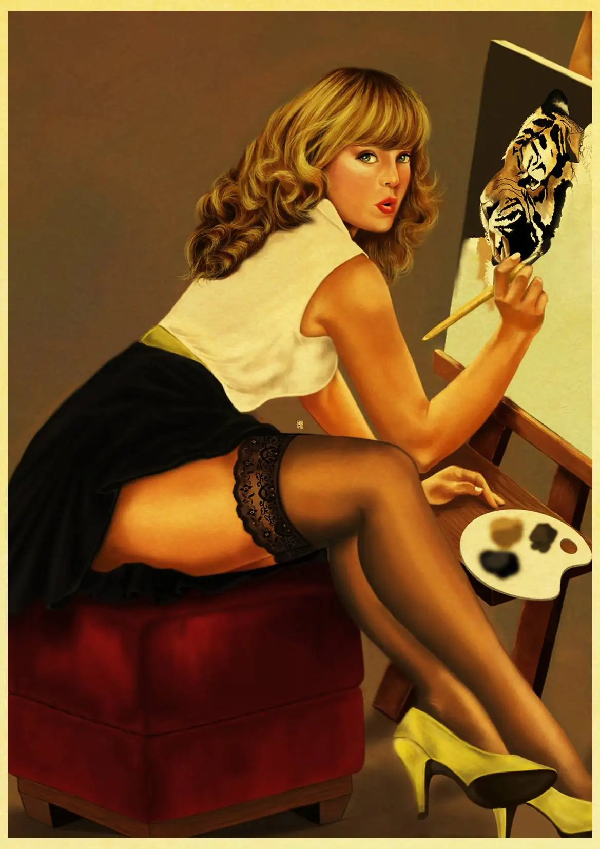 Pin up Girl винтажные плакаты принты настенная живопись Высокое качество декор плакат настенная живопись украшение дома