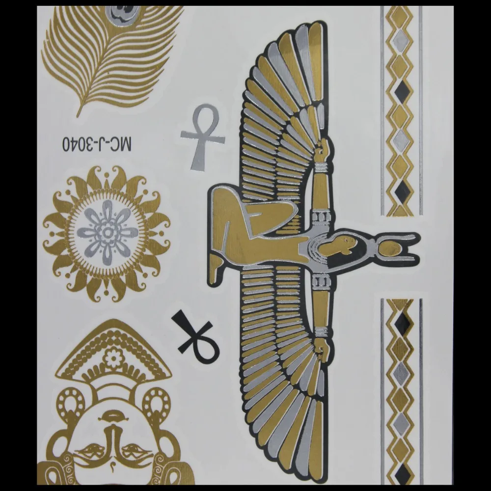 Новые женские Временные татуировки золотые секс товары металлические хны