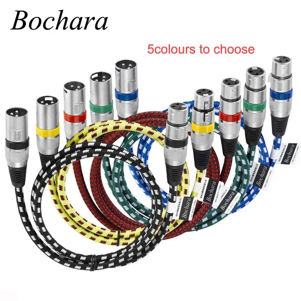 

Bochara XLR Cable Male to Female M/F 3pin jack Foil+Braided Shielding OFC Copper For Mic Mixer 1m 2m 3m 5m Braided