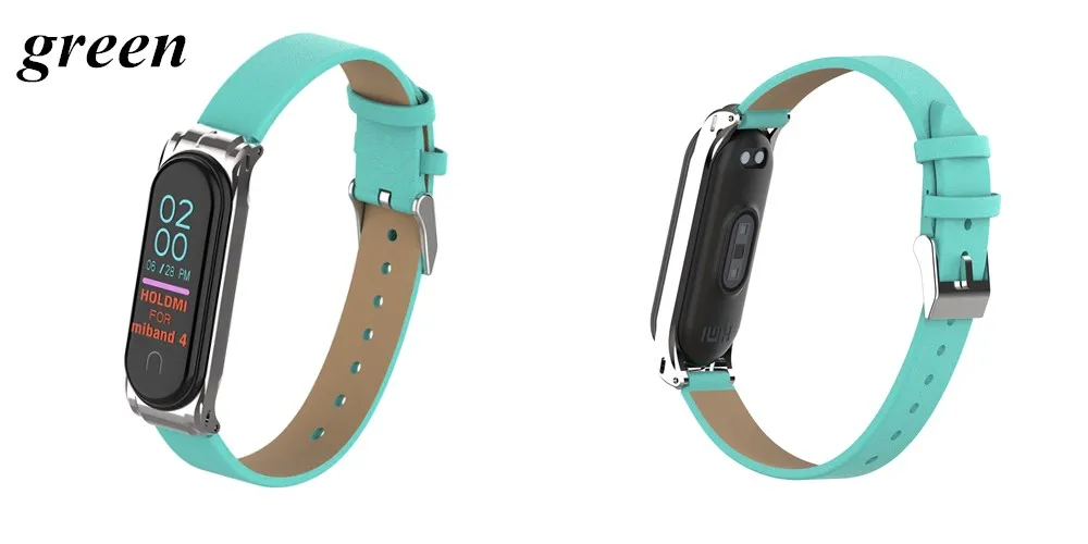 Colorful Leather Mi Band 4 3 Metal strap For xiaomi Mi Band 4 3 PU Stainless Bracelet MiBand 4 3 Wristbands Replacement straps