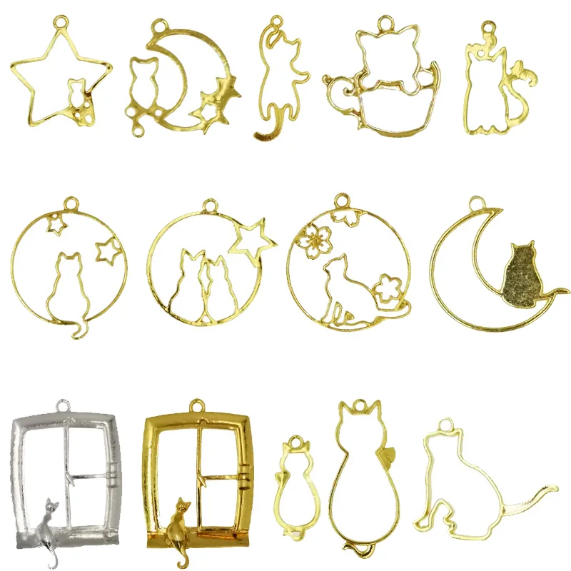 5 шт./лот подвеска в форме кошки принцессы из смолы с открытой рамкой