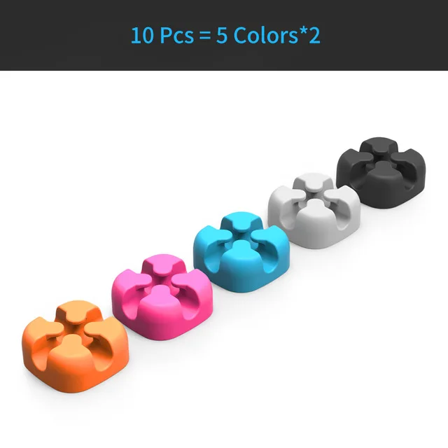 multicolor NTONPOWER 10PCS Cable Management Organizer Soft Silicone Cable Winder Colorful Desktop Wire Organizer Cord Protector Holder Clip - Цвет: multicolor