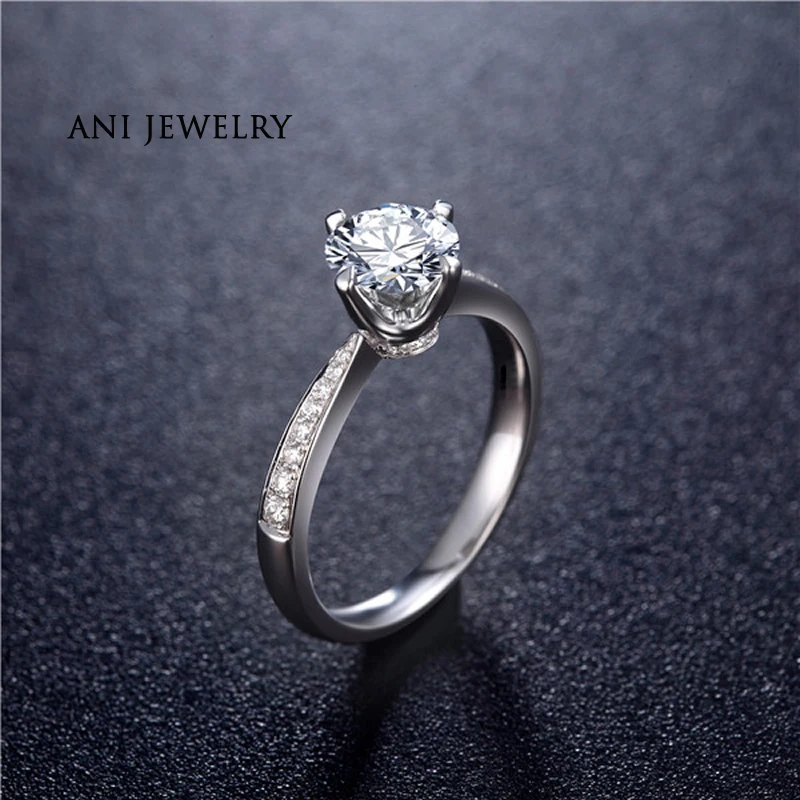 Женское кольцо для свадьбы ANI 18 K белое золото (AU750) 0 59 карат сертифицированное I/SI
