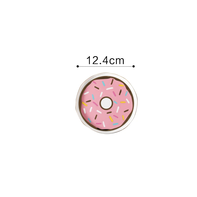 Donut - S Маленькая керамическая тарелка в виде ананаса, фламинго, торта, тарелка, декоративная фарфоровая тарелка, лоток для хранения ювелирных изделий, кольцо, безделушка, тарелка, посуда - Цвет: Donut - S