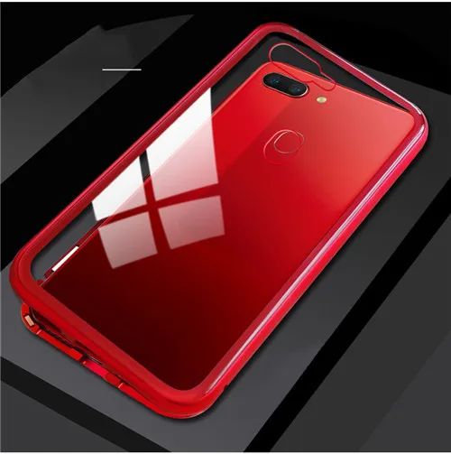 Transparent red Магнитный чехол для телефона для samsung Galaxy Note 10 Pro A60 A50 A70 A30 A20 A10 M20 S10 5G C9 Pro A9 Алюминий металлический бампер Стекло чехол - Цвет: Transparent red