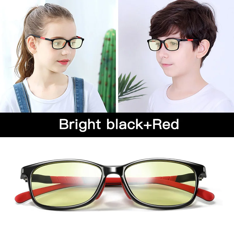 Black Red-Large Анти-синий светильник, детские очки, игровая компьютерная Блокировка лучей, UV400, прозрачные милые очки для мальчиков и девочек, защитные очки для глаз - Цвет оправы: Black Red-Large