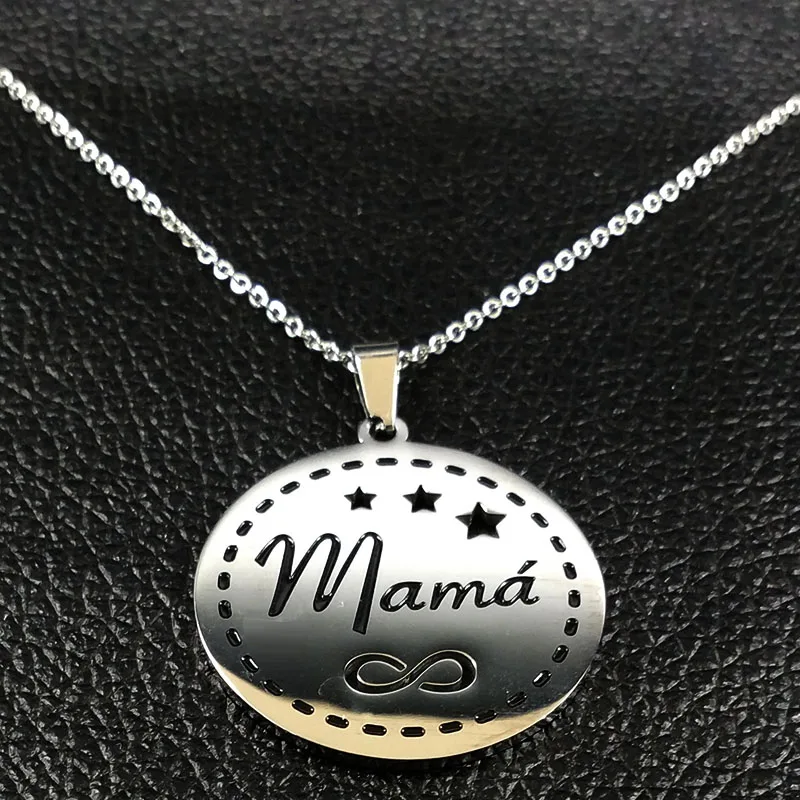 Mama ожерелья из нержавеющей стали подвески для женщин черная эмаль серебряный