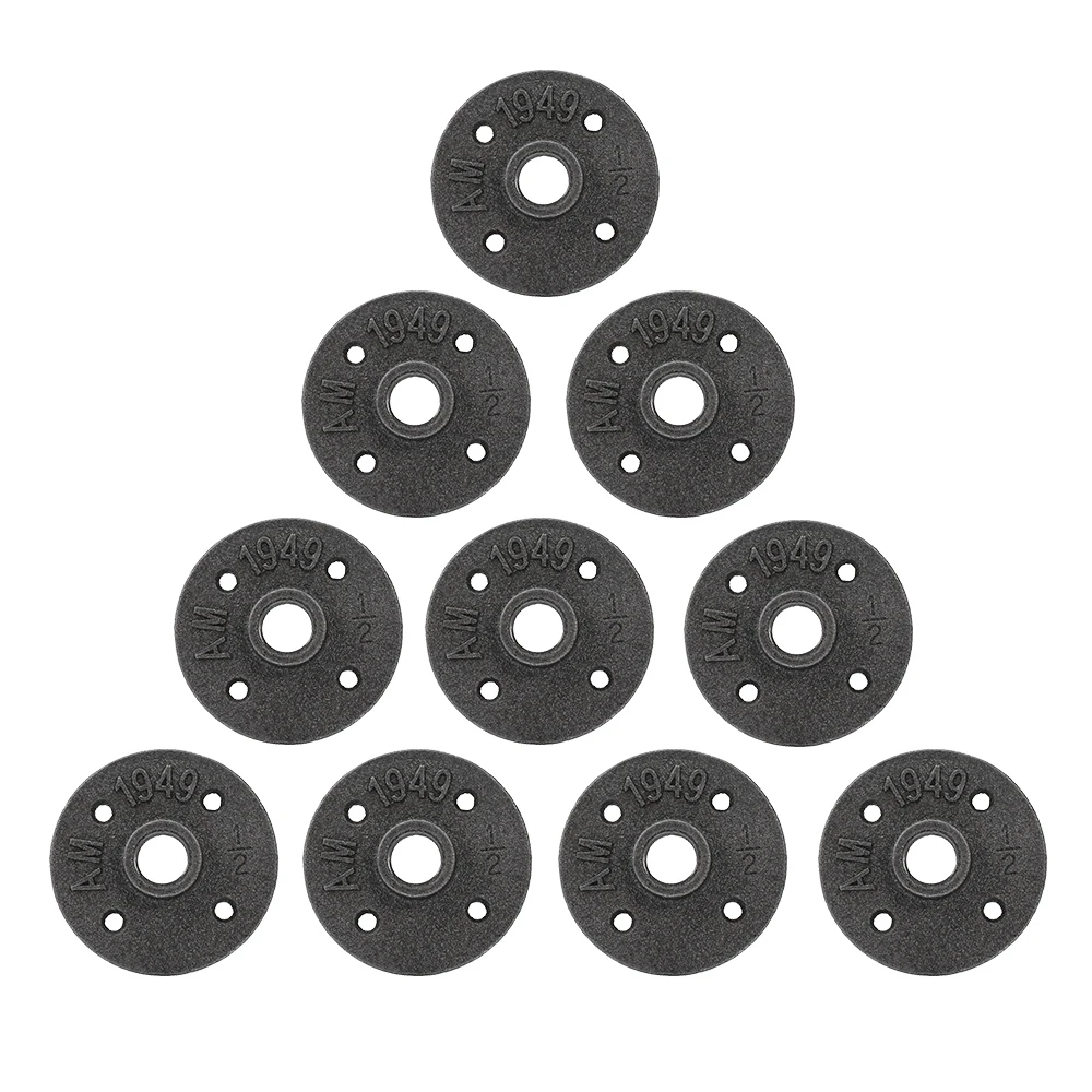 Four Holes 10 шт. 1/2 3/4 дюйма черный декоративный ковкий Железный пол/настенный фланец ковкий чугунные трубы фитинги BSP резьбовое отверстие - Цвет: Four Holes