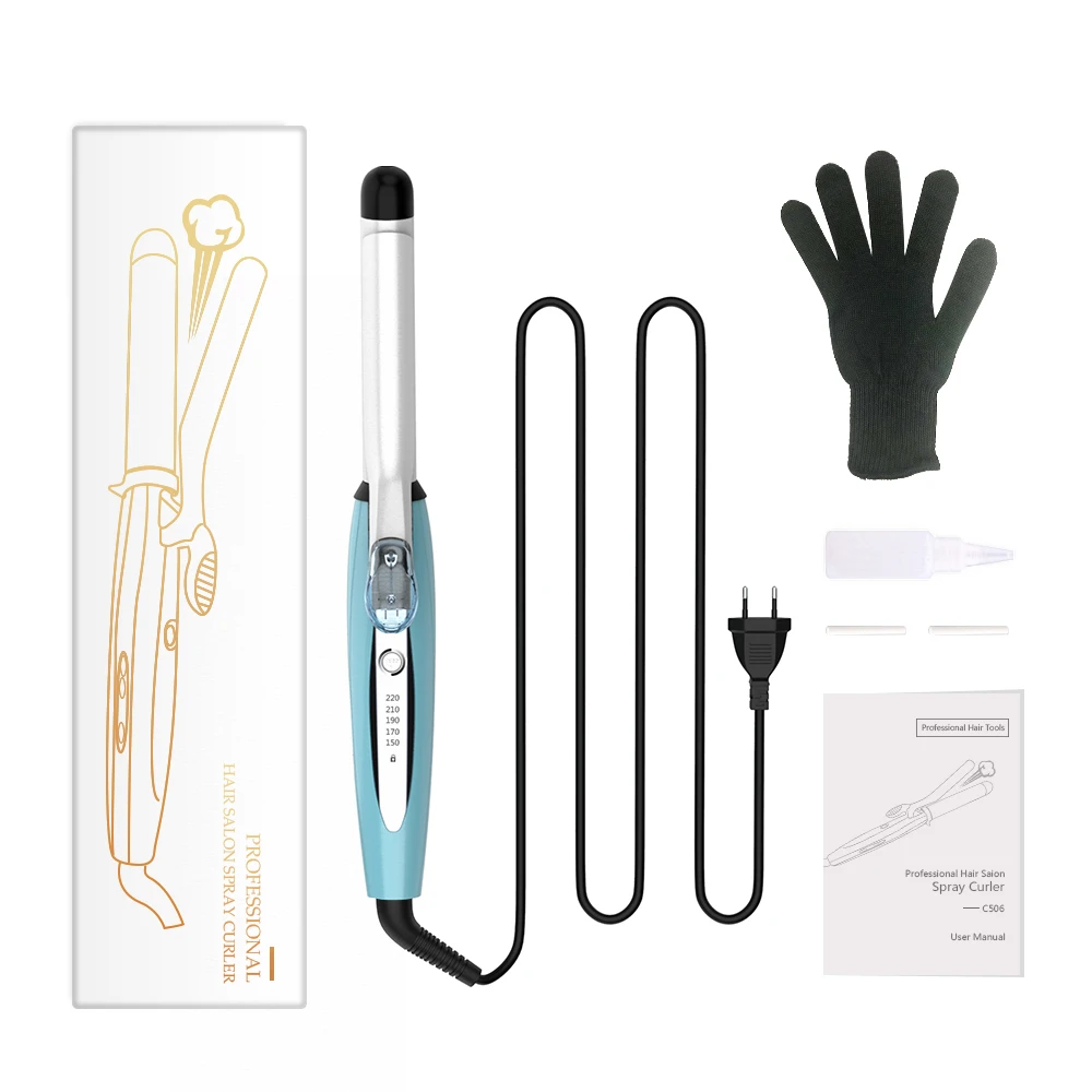 

Steam Hair Curler Ceramic Curling Wand Professional Instant Heat Tourmaline Ceramic Hair Curling Iron Wand for Wet and Dry Hair