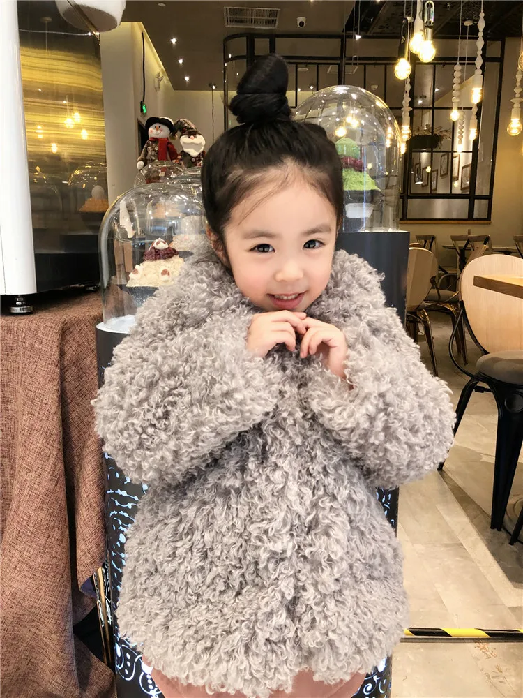 Girls Fur Winter Jacket Turn-down Collar Kids Jackets Winter Heavyweight Girls Faux Fur Outerwear Children Fur Coats Kids Jacket