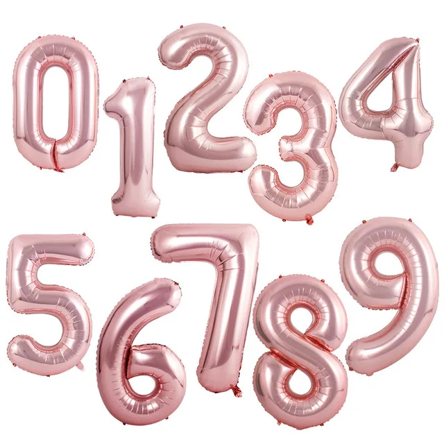 Rose gold 40 Inch Macaron Blue Pink Foil Number Balloons 0 1 2 3 4 5 6 7 8 9 Birthday Party Baby Shower Wedding Decoration Festival Ballon - Цвет: Rose gold