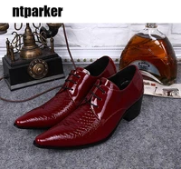 ntparker redblack man shoes leather pointed man breathable leather shoes banquet wedding shoes for man big szie 38 46