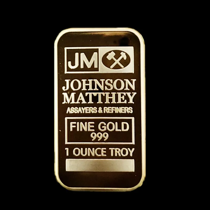 10 шт. немагнитные слитки Johnson Matthey JM из настоящего золота и серебра значки 50 мм x 28