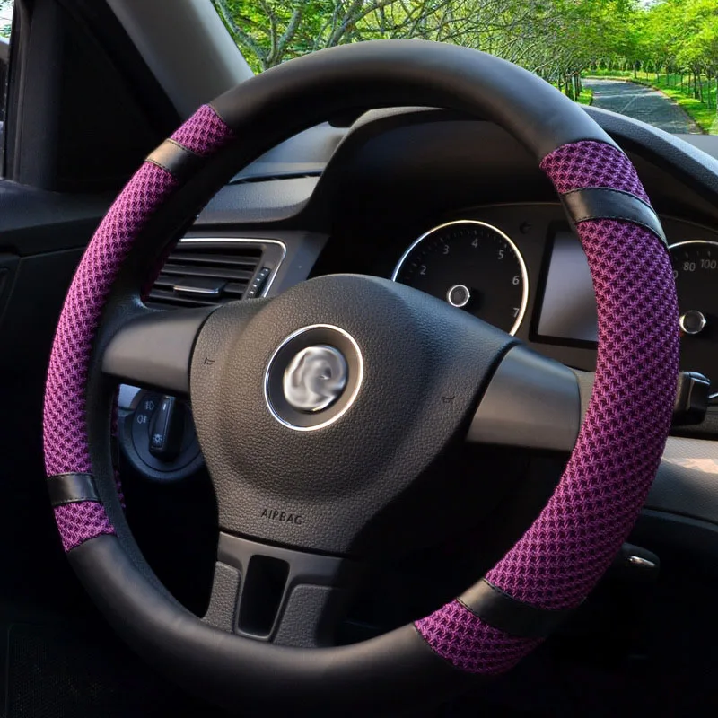 

7 Colors Skidproof Durable Car Steering Wheel Cover Sandwich Fabric For 35/36/37/38/39/40 cm Fit Most Cars Auto Breathability