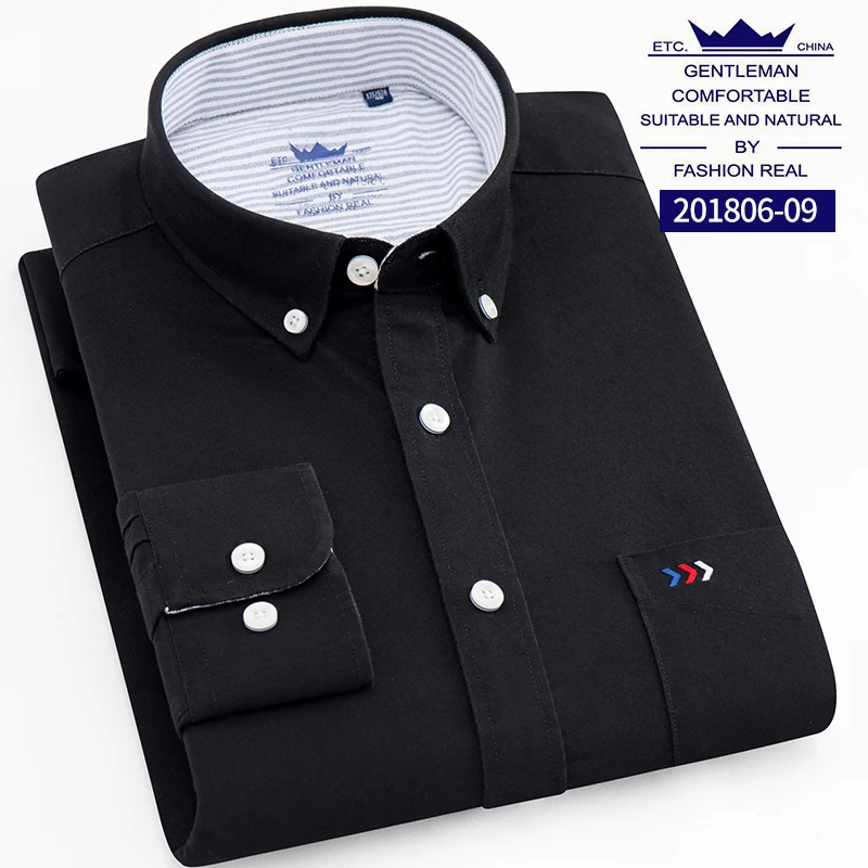 Мужская хлопковая рубашка в полоску повседневная классическая из ткани Оксфорд