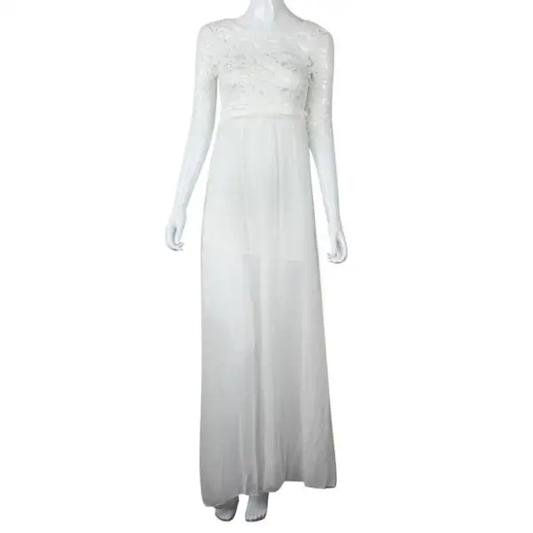 MISSOMO одежда женское кружевное белое платье шифоновое вечернее Vestidos халат Макси