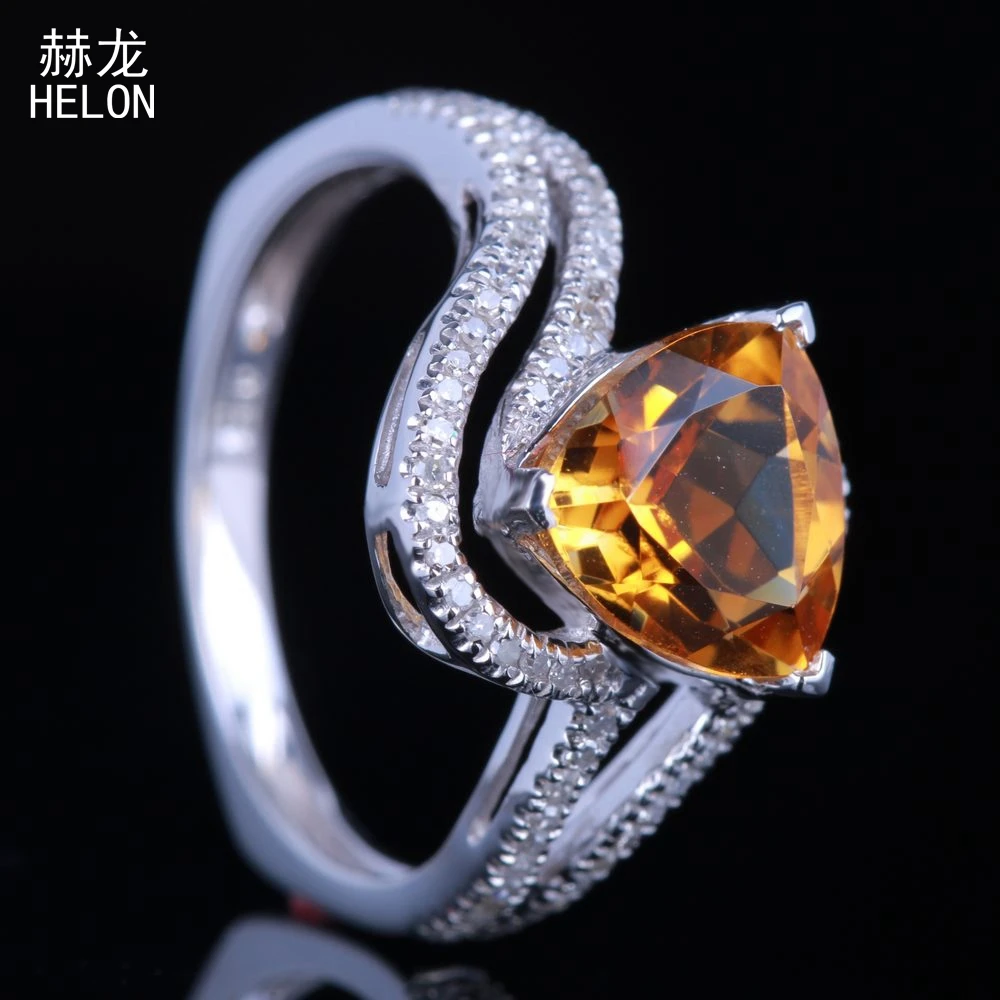 

Безупречное триллион 2.3ct 100% подлинное кольцо цитрин из стерлингового серебра 925 пробы с натуральными Бриллиантами Кольцо для женщин обруча...