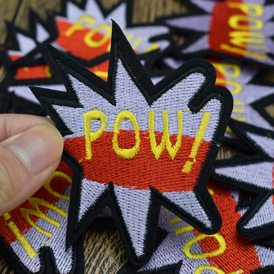 10pcs pow embroidered patches for clothing iron on clothes badges iron-on jeans | Дом и сад