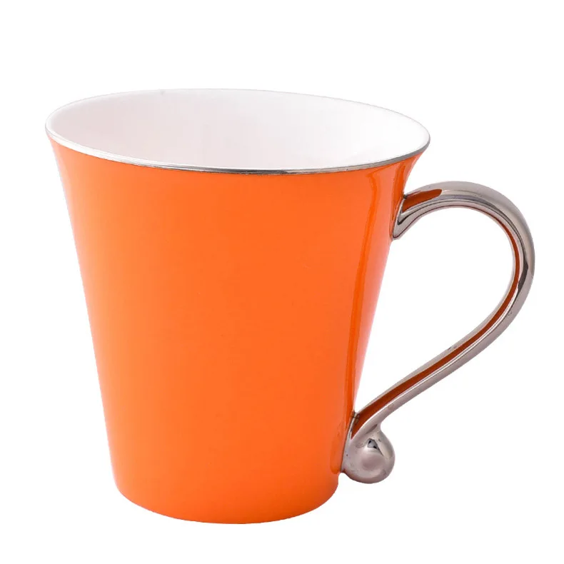 GLLead Silvering Hand Shank Ceramic Mug Simple Creative Coffee Mugs Office Tea Cup Porcelain 300ml Drinkware - Цвет: Style E