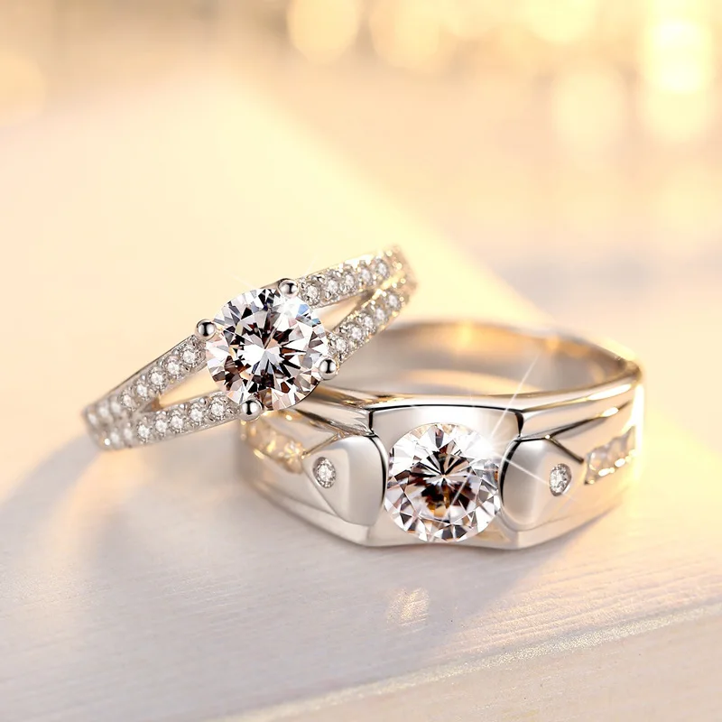 OMHXZJ Wholesale European Fashion Woman Man Party Wedding Gift Silver White Luxury AAA Zircon S925 Sterling Ring RR306 | Украшения и