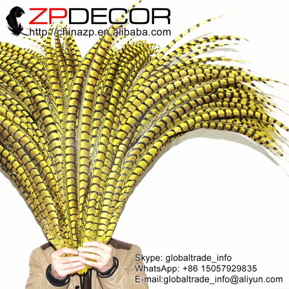 

ZPDECOR 36-40 дюймов (90-100 см) 50 шт./лот Красивая желтая окрашенная леди Amherst перья из хвоста фазана