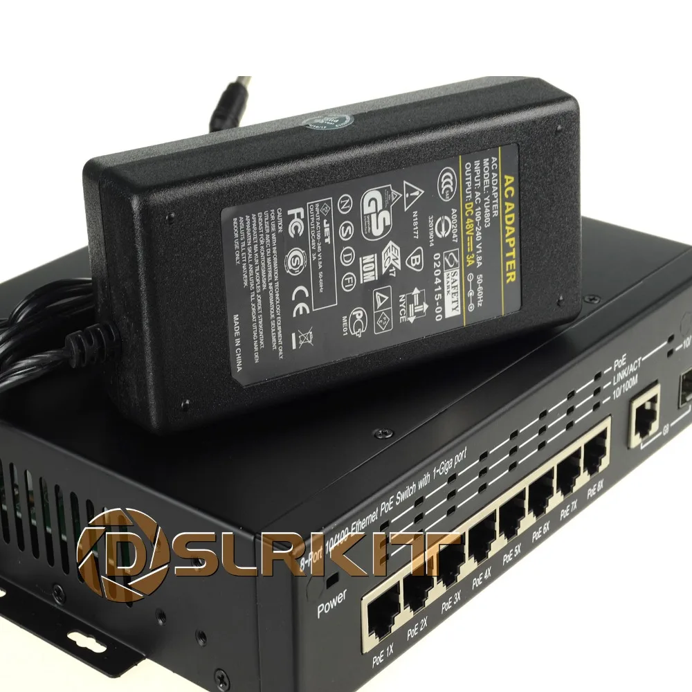 DSLRKIT 8 + 1 9 портовый коммутатор Ethernet PoE гигабитный и SFP 120 Вт IEEE802.3af Вт|Сетевые